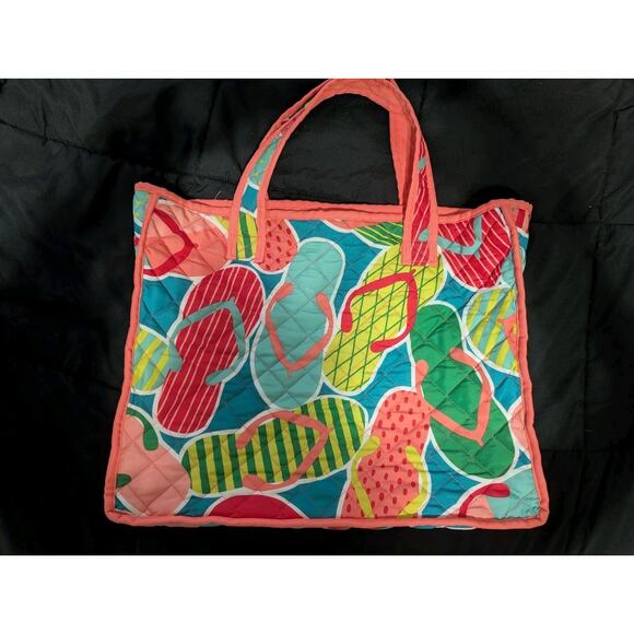 Unbranded Handbags - Vibrant Quilted Flip Flop Beach Bag Tote With Pocket Multi-color Large Summer